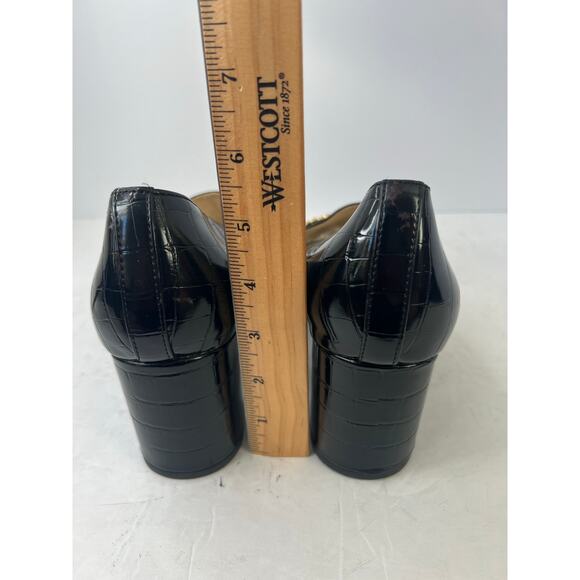 Liz Claiborne Melba Black Vegan Croc Embellished Block Heel  Slip On Pumps 11M - Picture 7 of 12